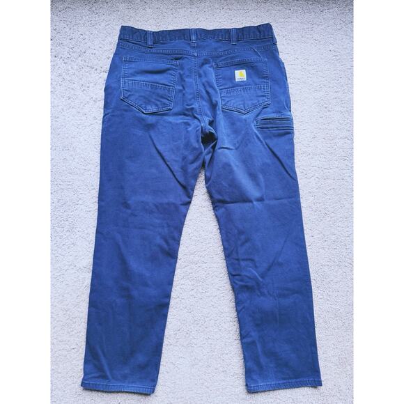 Carhartt Men's FR Rugged Flex Relaxed Fit Canvas Work Pants 36x32 Blue Utility - Picture 3 of 9
